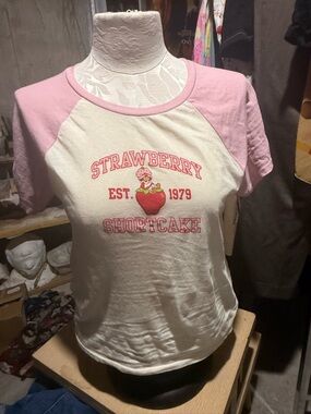 Strawberry Shortcake Pink & White Raglan Tee